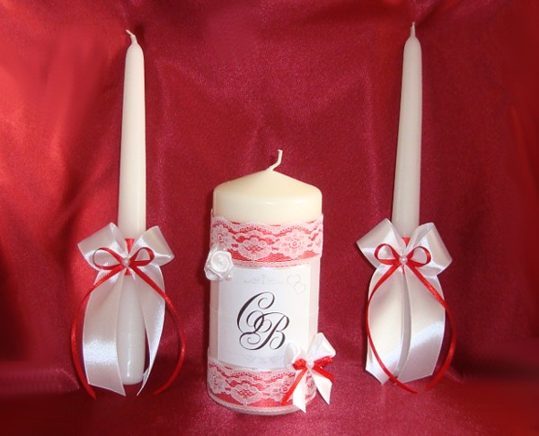 Свадебные свечи с лентами